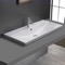 Drop In Bathroom Sink, White Ceramic, Rectangular